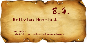 Britvics Henriett névjegykártya